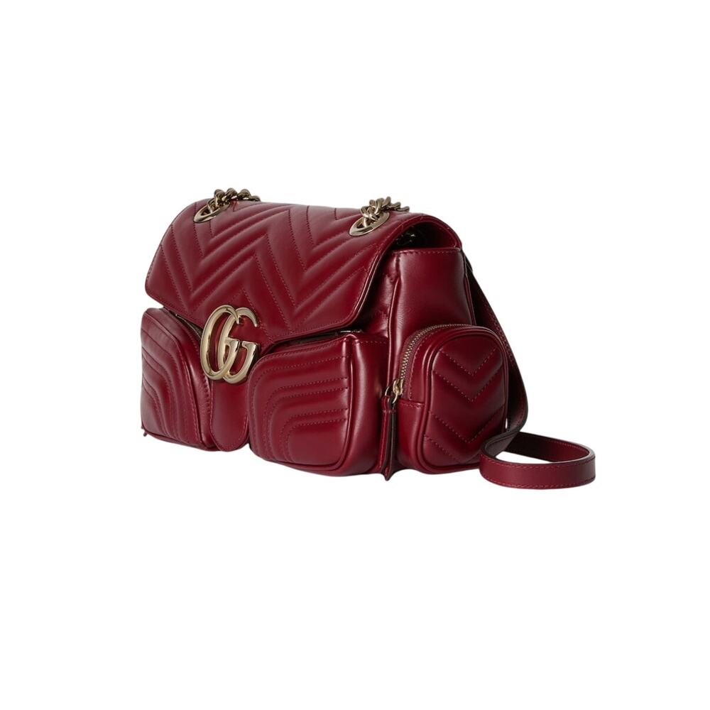 GUCCI GG Marmont Medium Rosso Ancora Red Leather Shoulder Bag RUNWAY PIECE NWT - Picture 2 of 5